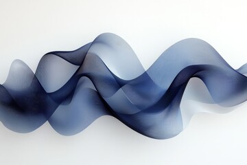 Poster - Elegant flowing fabric in shades of blue against a light background creating a serene abstract composition