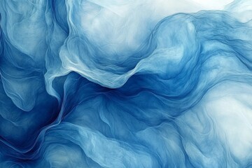 Poster - Shades of blue create a serene and abstract representation of flow and movement in a calming pattern