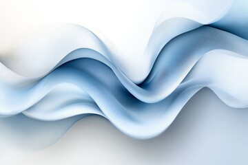 Poster - Soft flowing fabric waves in serene blue tones creating a calming visual effect