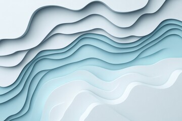 Fototapete - Layered abstract design showcasing soft curves and gradients in shades of blue and white