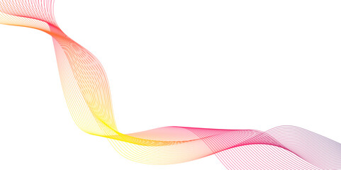 Wall Mural - a abstract yellow pink smoke on wave line white background, flowing ribbon of orange fabric softly s