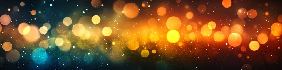 Wall Mural - abstract festive design, sparkling bokeh lights background with a multicolored glowing particles