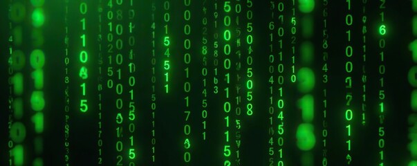 green matrix background with binary computer code lines creating a digital pattern, ideal for hacker