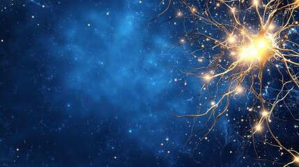 Aufkleber - Abstract Neuron Network Glowing in Cosmic Space Background Artistic Neural Illustration