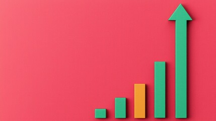 Aufkleber - Upward Trending Bar Graph Showing Exponential Growth And Success On Pink Background