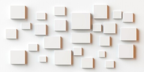 Poster - Abstract White Squares Pattern Background Modern Minimalist Geometric Design Wall Decor