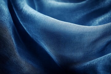 Aufkleber - Soft texture of blue fabric folds creating an elegant and calming visual in natural light
