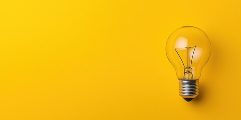 Aufkleber - Bright Ideas Inspiration A Single Light Bulb on Yellow Background