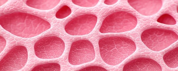 Aufkleber - Detailed Close up of Pink Spongy Cellular Structure Ideal for Medical or Scientific Use