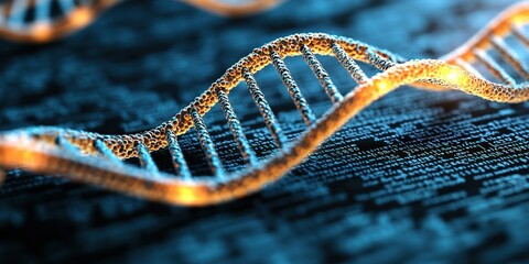 Aufkleber - Glowing DNA Helix Strand over Genetic Code Background Science Research Concept