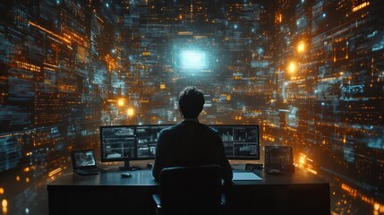 Cybersecurity Specialist Navigating a Digital Universe