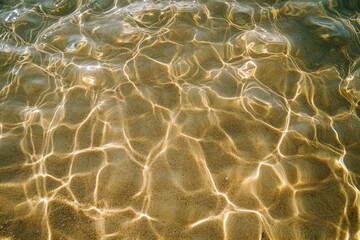 Aufkleber - Bright sunlight creates beautiful reflections on sandy ocean floor water