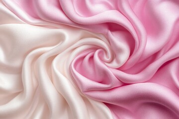 Poster - Elegant silk fabric in soft pink and creamy white swirling together in smooth texture
