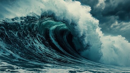 powerful ocean wave crashing