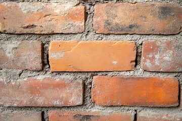 Aufkleber - Classic red brick wall showcasing rustic texture and earthy tones in a historic building setting