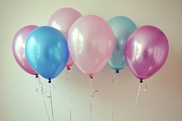 Aufkleber - Colorful balloons in pastel shades decorate a festive event setting