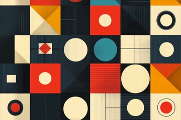 Poster - Colorful geometric shapes create a vibrant abstract pattern in a modern design