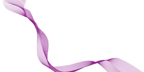 Wall Mural - purple wave line ribbon isolated, wave lines image for decoration design, elegant flowing purple sil