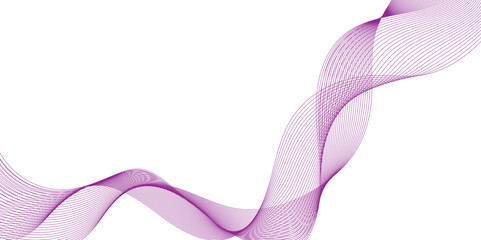 Wall Mural - purple wave line ribbon isolated, wave lines image for decoration design, elegant flowing purple sil