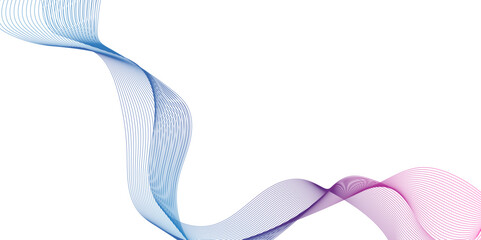 Wall Mural - abstract flowing light blue wave lines on white background, abstract technology wavy curve lines bac