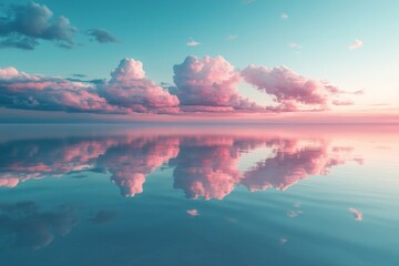 Aufkleber - Serene sunset over calm water with vibrant clouds reflecting in tranquil surroundings