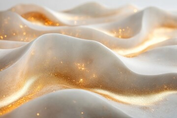 Poster - Shimmering waves of gold and white create a dreamy abstract texture in soft light