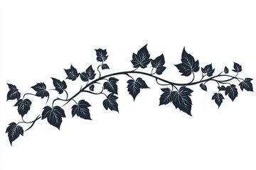 Aufkleber - Black leaf vine decoration with intricate patterns on a white background suitable for design projects