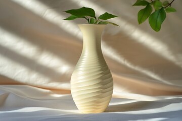 Leinwandbilder - Elegant vase with green plant set against soft, natural light background creating serene atmosphere