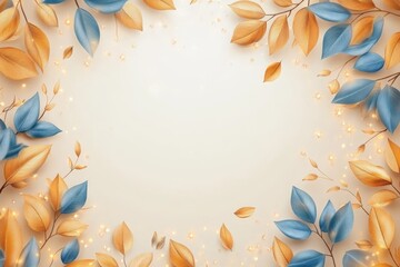 Aufkleber - Colorful autumn leaves create a decorative border on a light background for seasonal designs and crafts