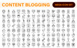 © artnazu - Content Blogging Line icon set. Post, social media, community, content, website, sharing, create, opinion. Business concept. Web vector infographic in outline icon style.
