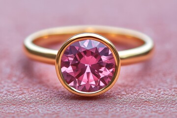 Aufkleber - Stunning pink gemstone ring design showcasing brilliance and elegance on a textured background