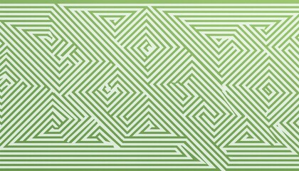Abstract green and yellow geometric maze pattern design