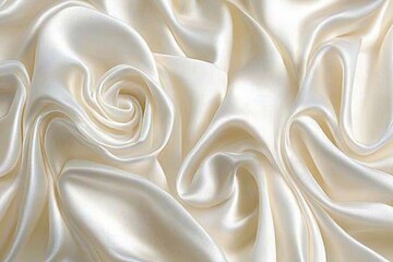 Aufkleber - Luxurious white satin fabric elegantly draping in soft, flowing folds