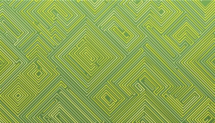 Abstract green and yellow geometric maze pattern design