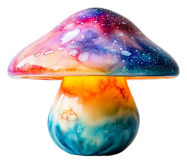 Vibrant cosmic mushroom lamp artistic display home creative isolated on transparent background