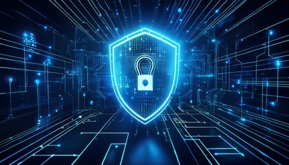 network cyber security concept blue futuristic digital style 3d render