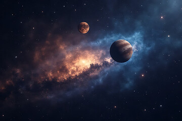 Wall Mural - Interstellar journey stunning digital art of galactic exploration in a cosmic space environment
