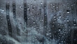 © tenpadasi - 6月・梅雨　雨の降る暗い曇り空　雲の多い街の風景　雨粒の水滴がついた窓ガラス越しの背景　湿気で曇る表面　季節・湿度・天気