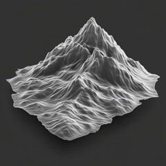 Aufkleber - Abstract White Line Mountain Range on Dark Gray Background: Wireframe Topography Landscape 