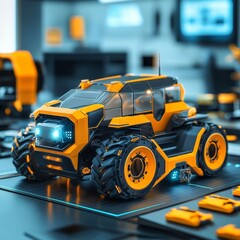 Fototapete - Futuristic Off-Road Vehicle: A Detailed Look at Cutting-Edge Design and Engineering in a High-Tech Laboratory Setting