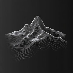 Poster - Striking Topographic Mountain Range Illustration with White Lines on a Black Backdrop: Modern Abstract Design