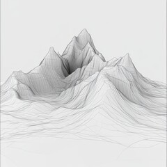 Aufkleber - Wireframe Mountains: A Topographic Visualization of Undulating Terrain and Abstract Landscape