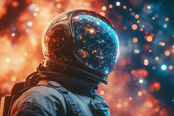Wall Mural - cosmic exploration by an astronaut gazing into the depths of space during an ethereal cosmic event