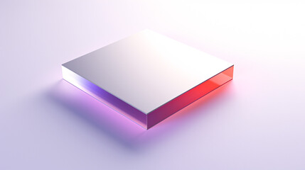 Fototapete - Simplistic visual of a glowing high-tech computer chip on a gradient podium with futuristic ambiance.

