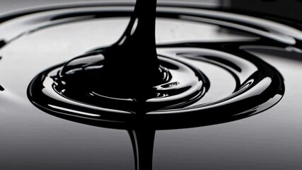 Wall Mural - close-up, high-angle shot of glossy black liquid swirling, creating abstract patterns. ideal for a v