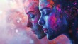 © Johannes - Celebration of Holi festival day colorful illustration of women covered in paint illustration generative ai
