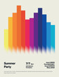 © jozefmicic - Summer Party Poster Template with rainbow Gradient Stripes. Event flyer, leaflet, banner. Editable, printable eps10 vector. Minimal illustration.