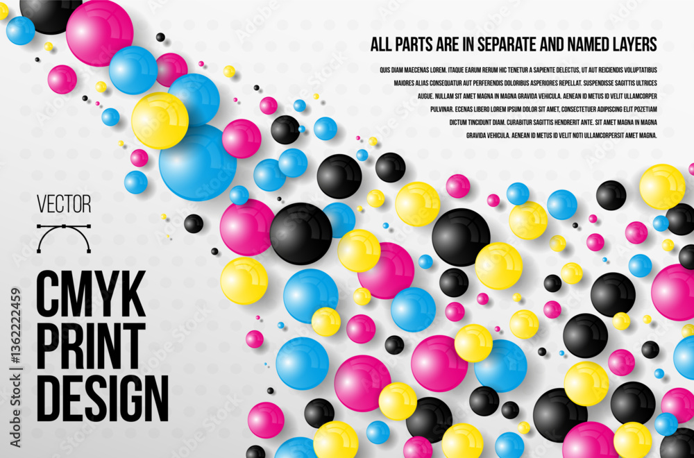 Vibrant CMYK Design with Colorful Circle Elements Stock Vector | Adobe ...