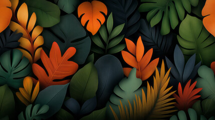 Aufkleber - A visually captivating scene of diverse plant life seamlessly blending into harmonious organic