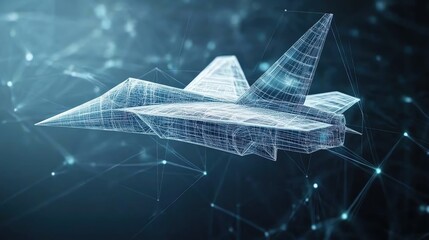 Futuristic aircraft concept in digital design.